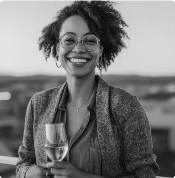 Smiling woman with glasses